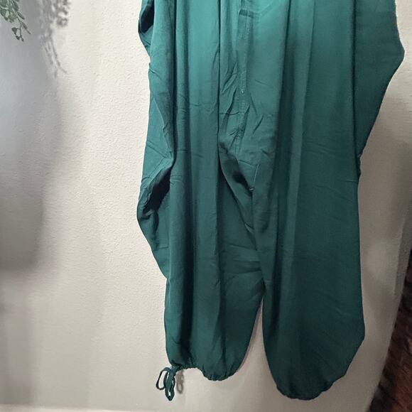 NEW Free People Milo One-Piece Jumpsuit Hunter Green XS Linen Billow Boho Roomy - Picture 8 of 12